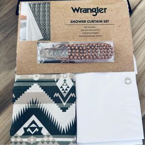 Wrangler 14-pc Complete Shower Curtain Set Green Western Aztec Southwest
